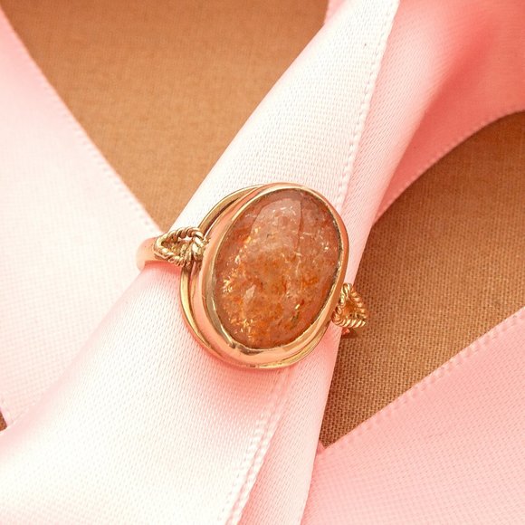 Handcrafted 14K Rose Gold Ring With Sunstone, Appraised $2600, Unique, Artisan - Picture 3 of 9